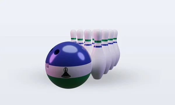 Bowling Day Lesotho Flag Rendering Front View — Stockfoto