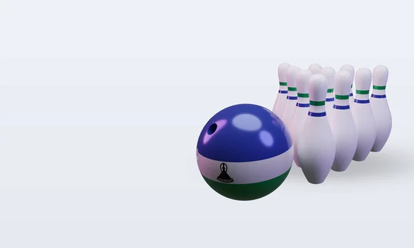 Bowling Day Lesotho Flag Rendering Right View — 스톡 사진
