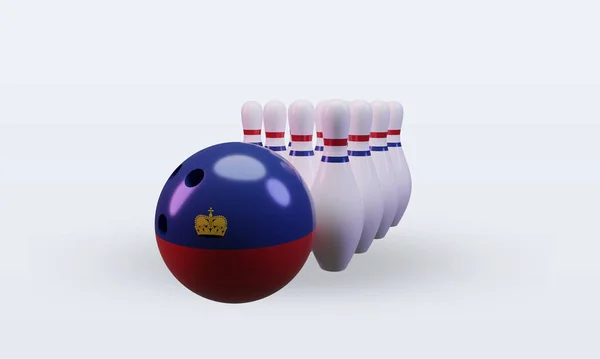 Bowling Day Liechtenstein Flag Rendering Front View — Stockfoto