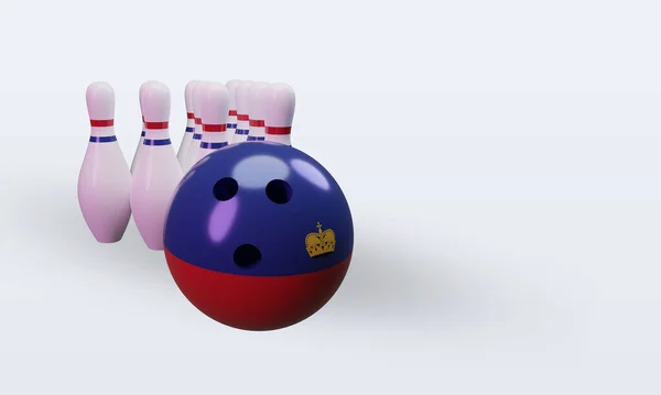 Bowling Day Liechtenstein Flag Rendering Left View — 스톡 사진