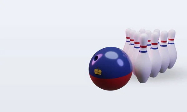 Bowling Day Liechtenstein Flag Rendering Right View — 스톡 사진