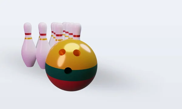 Bowling Day Lithuania Flag Rendering Left View — Stockfoto