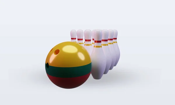 Bowling Day Lithuania Flag Rendering Front View — Stockfoto