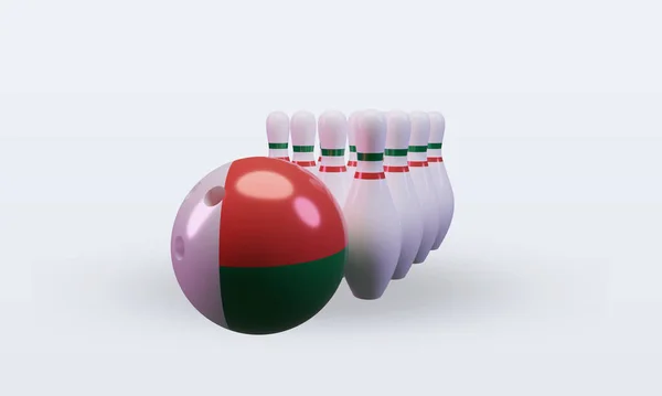 Bowling Day Madagascar Flag Rendering Front View — 스톡 사진