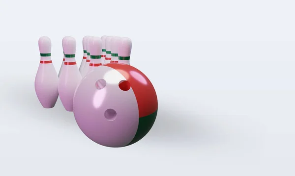 Bowling Day Madagascar Flag Rendering Left View — 스톡 사진