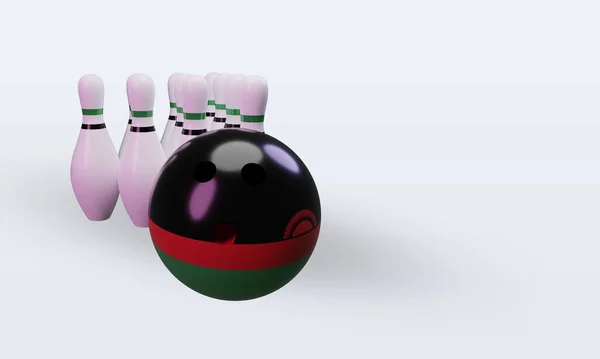 Bowling Day Malawi Flag Rendering Left View — Stockfoto