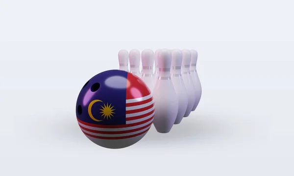 Bowling Day Malaysia Flag Rendering Front View — Zdjęcie stockowe
