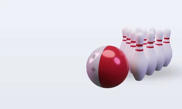 Bowling Day Malta Flag Rendering Right View — 스톡 사진