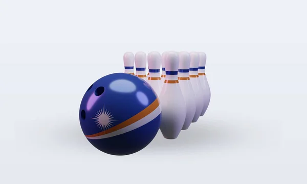 Bowling Day Marshall Islands Flag Rendering Front View — 스톡 사진