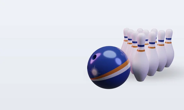 Bowling Day Marshall Islands Flag Rendering Right View — 스톡 사진
