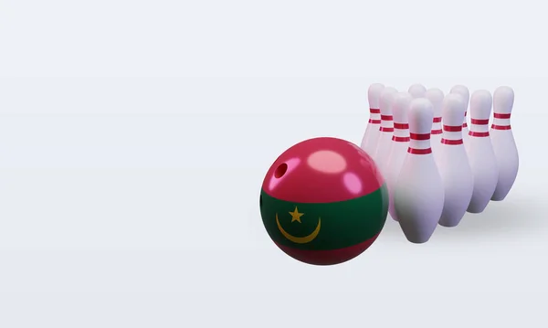 Bowling Day Mauritania Flag Rendering Right View — Stok fotoğraf