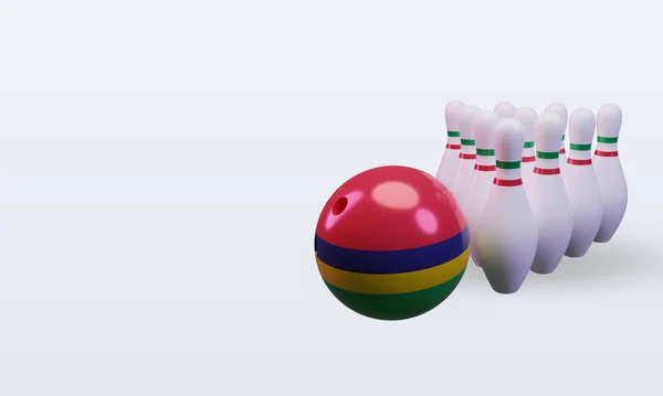 Bowling Day Mauritius Flag Rendering Right View — 스톡 사진