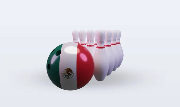 Bowling Day Mexico Flag Rendering Front View — 图库照片