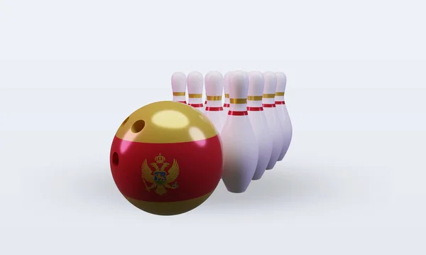 Bowling Day Montenegro Flag Rendering Front View — Stock Photo, Image