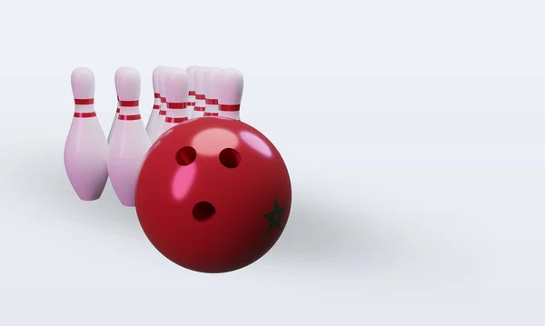 Bowling Day Morocco Flag Rendering Left View — Stockfoto