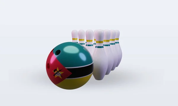 Bowling Day Mozambique Flag Rendering Front View — 스톡 사진