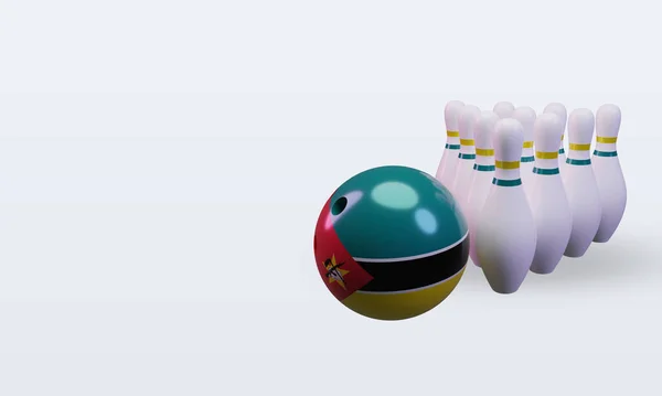 Bowling Day Mozambique Flag Rendering Right View — 스톡 사진