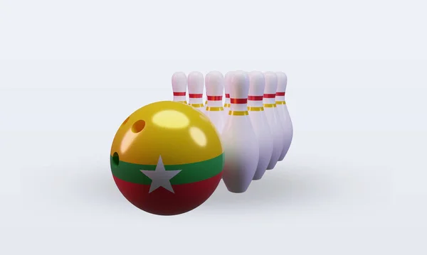 Bowling Day Myanmar Flag Rendering Front View — Stockfoto