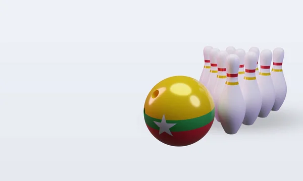 Bowling Day Myanmar Flag Rendering Right View — Stockfoto