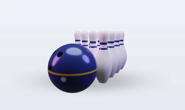 Bowling Day Nauru Flag Rendering Front View — 스톡 사진