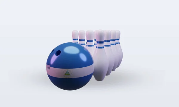 Bowling Day Nicaragua Flag Rendering Front View — 스톡 사진