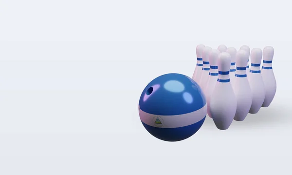 Bowling Day Nicaragua Flag Rendering Right View — Stockfoto