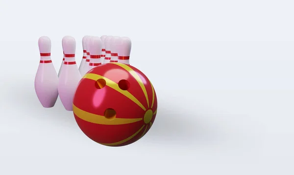 Bowling Day North Macedonia Flag Rendering Left View — 스톡 사진