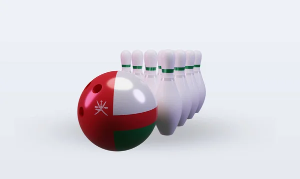 Bowling Day Oman Flag Rendering Front View — 스톡 사진