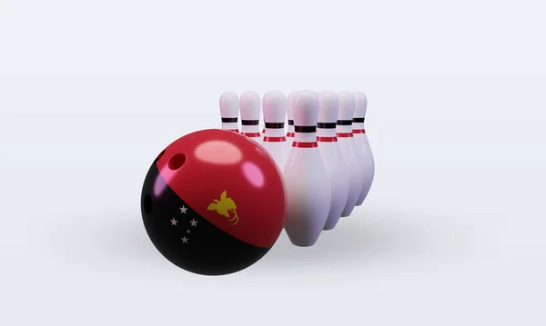 Bowling Day Papua New Guinea Flag Rendering Front View — 스톡 사진
