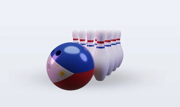 Bowling Day Philippines Flag Rendering Front View —  Fotos de Stock