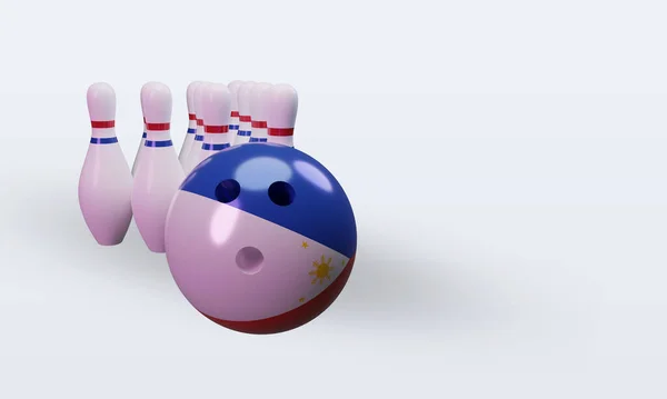 Bowling Day Philippines Flag Rendering Left View —  Fotos de Stock