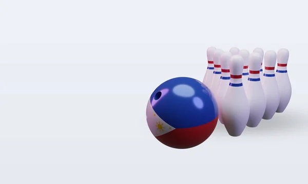 Bowling Day Philippines Flag Rendering Right View —  Fotos de Stock