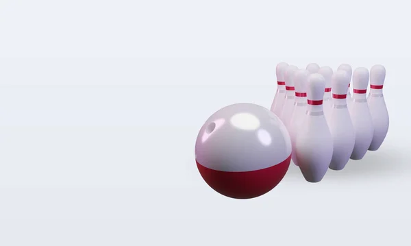 Bowling Day Poland Flag Rendering Right View — Stockfoto