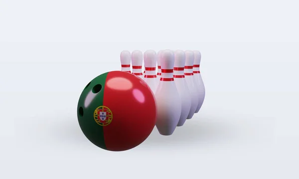 Bowling Day Portugal Flag Rendering Front View — Stock fotografie