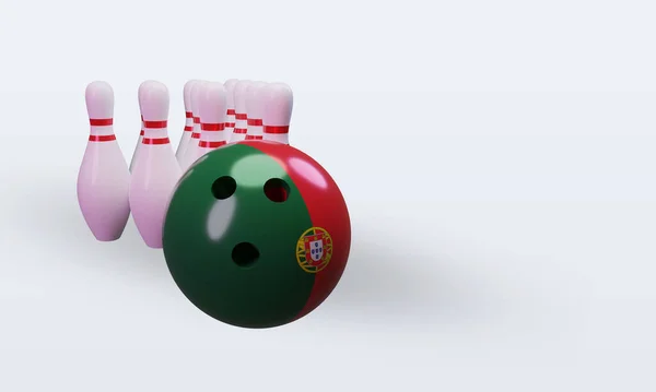 Bowling Day Portugal Flag Rendering Left View — 스톡 사진