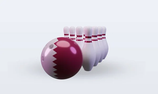 Bowling Day Qatar Flag Rendering Front View — 스톡 사진