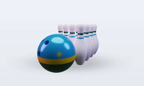 Bowling Day Rwanda Flag Rendering Front View — 스톡 사진