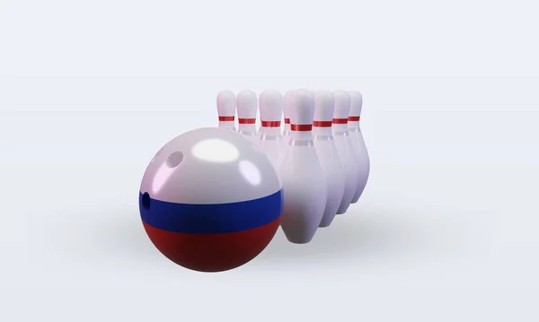 Bowling Day Russian Flag Rendering Front View — Stockfoto