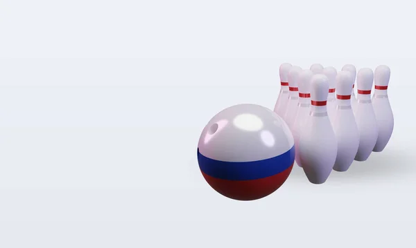 Bowling Day Russian Flag Rendering Right View — Fotografia de Stock