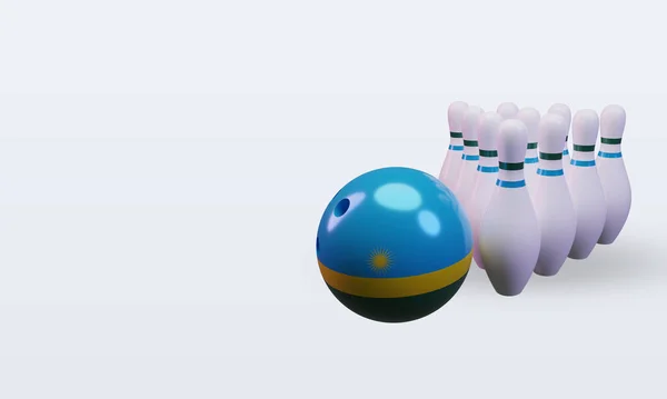Bowling Day Rwanda Flag Rendering Right View — 스톡 사진