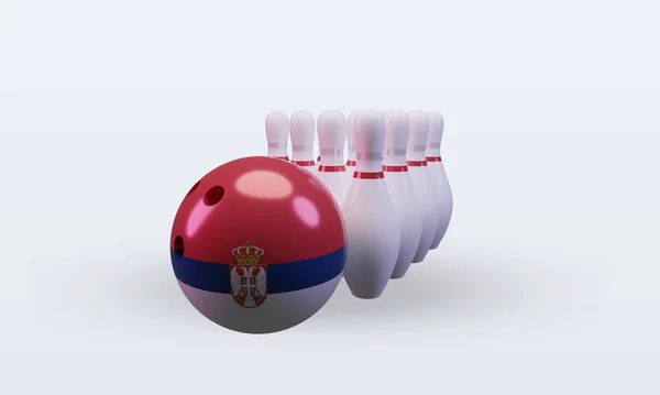 Bowling Day Serbia Flag Rendering Front View — 스톡 사진