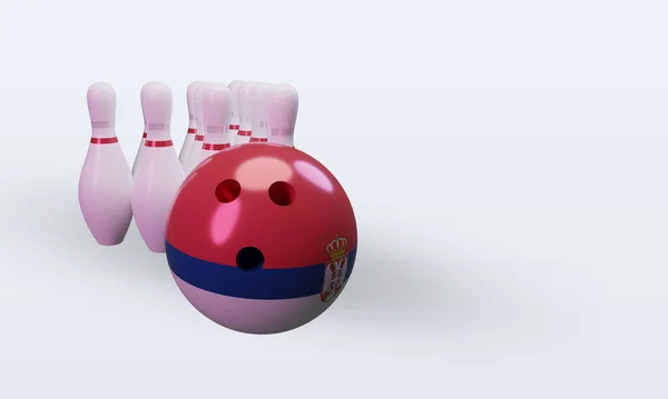 Bowling Day Serbia Flag Rendering Left View — 스톡 사진
