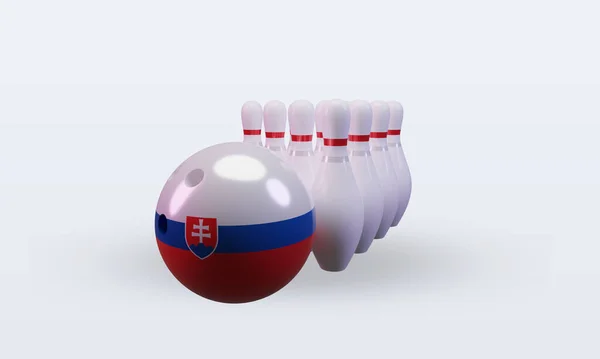 Bowling Day Slovakia Flag Rendering Front View — Fotografia de Stock