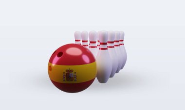 3d bowling day Spain flag rendering front view