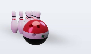 3d bowling day Syria flag rendering left view