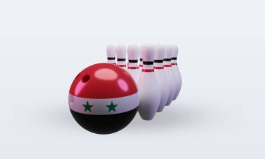3d bowling day Syria flag rendering front view