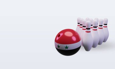 3d bowling day Syria flag rendering right view