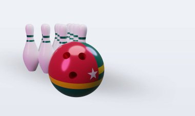 3d bowling day Togo flag rendering left view
