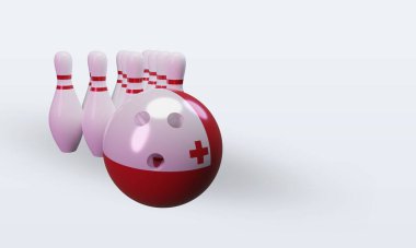 3d bowling day Tonga flag rendering left view