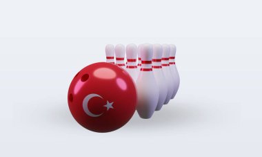 3d bowling day Turkey flag rendering front view